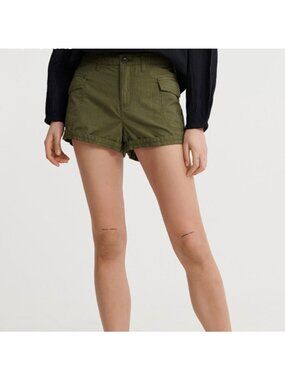 Superdry Olive Green Cargo Utility Shorts mid rise pockets cabincore outdoor